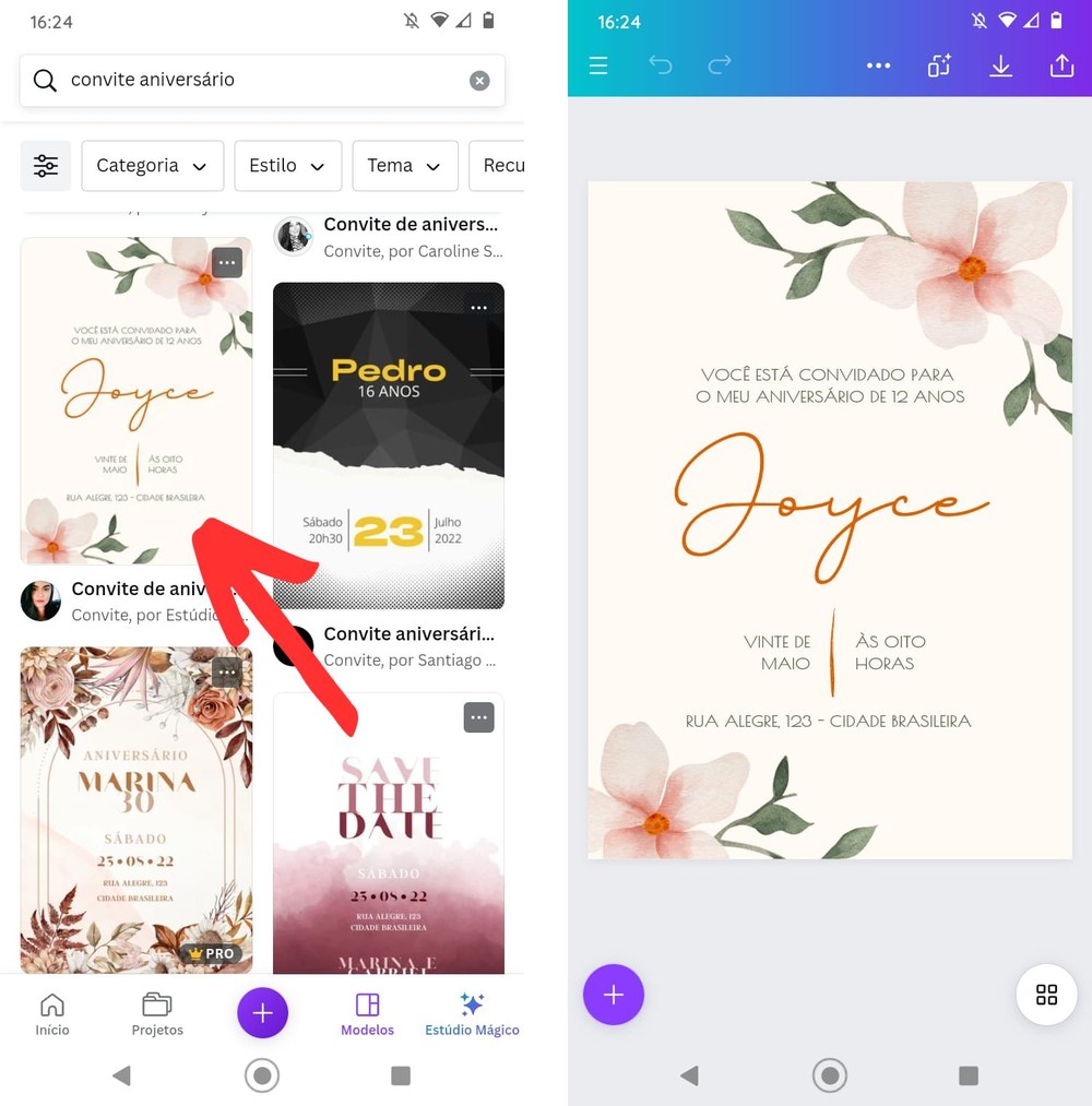 Como fazer um convite interativo no Canva pelo celular
