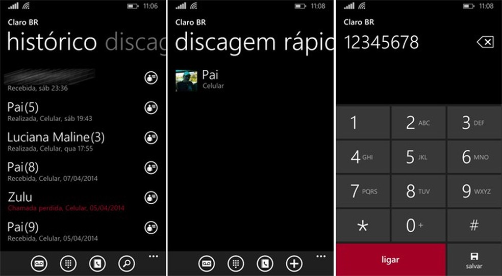 Windows Phone 8.1 teve discador reformulado para dar mais agilidade ao usuário (Foto: Reprodução/Elson de Souza) — Foto: TechTudo