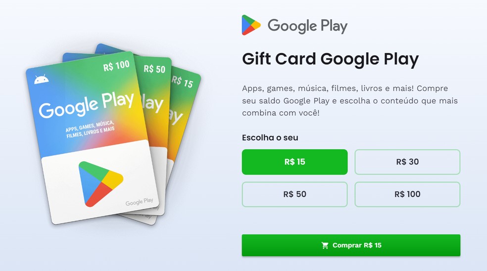 É possível comprar Gift Cards e moedas de jogos na Nuuvem — Foto: Reprodução/Róbson Martins