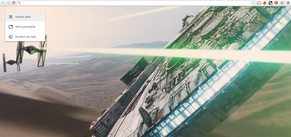 Extensão para Google Chrome mostra em nova aba imagens do novo filme de Star Wars (Foto: Reprodução/Barbara Mannara) — Foto: TechTudo