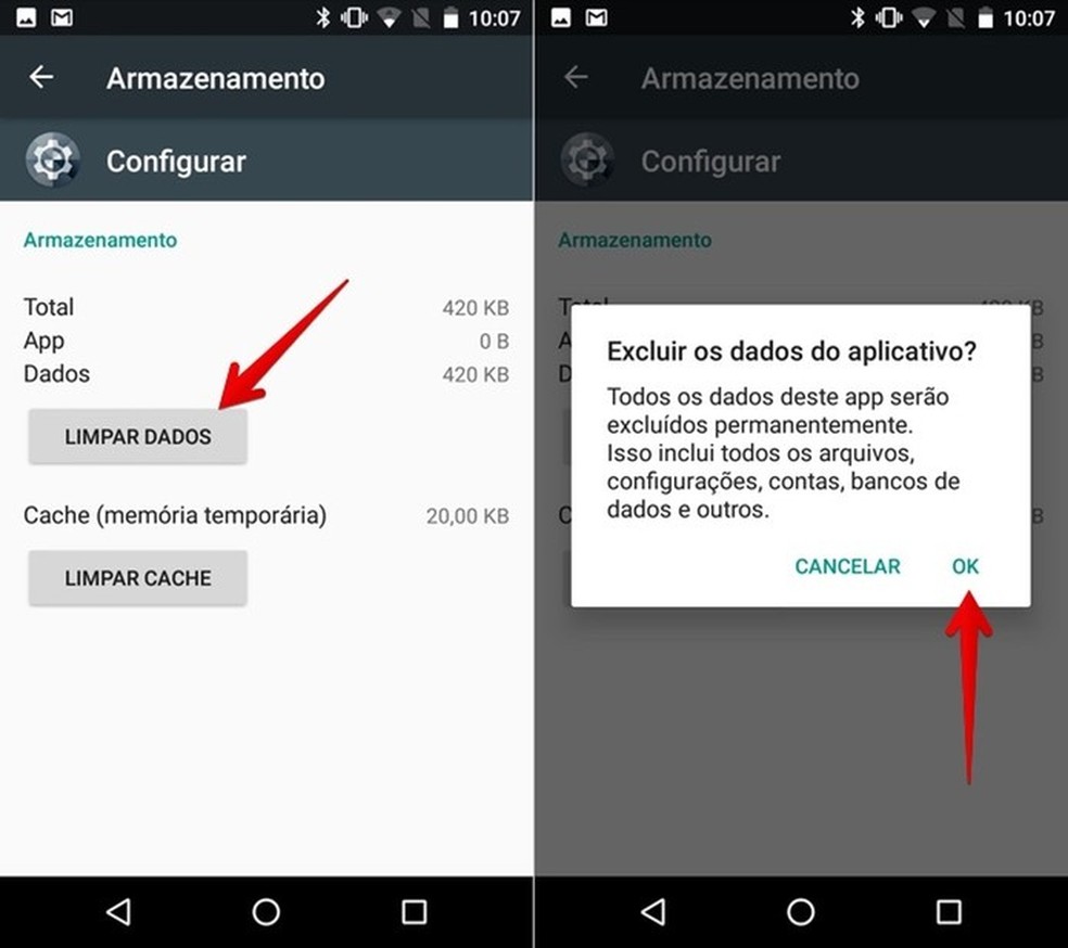 Apague os dados do aplicativo no Android — Foto: Reprodução/Helito Bijora