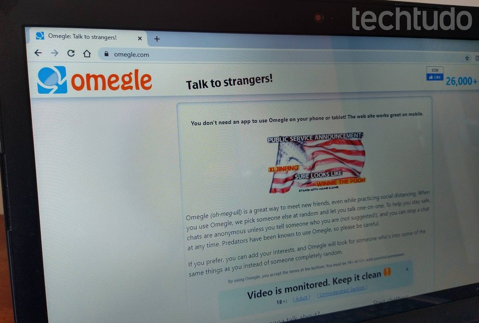 Veja como usar o Omegle, videochat gratuito para conversar com estranhos  — Foto: Reprodução/Raquel Freire