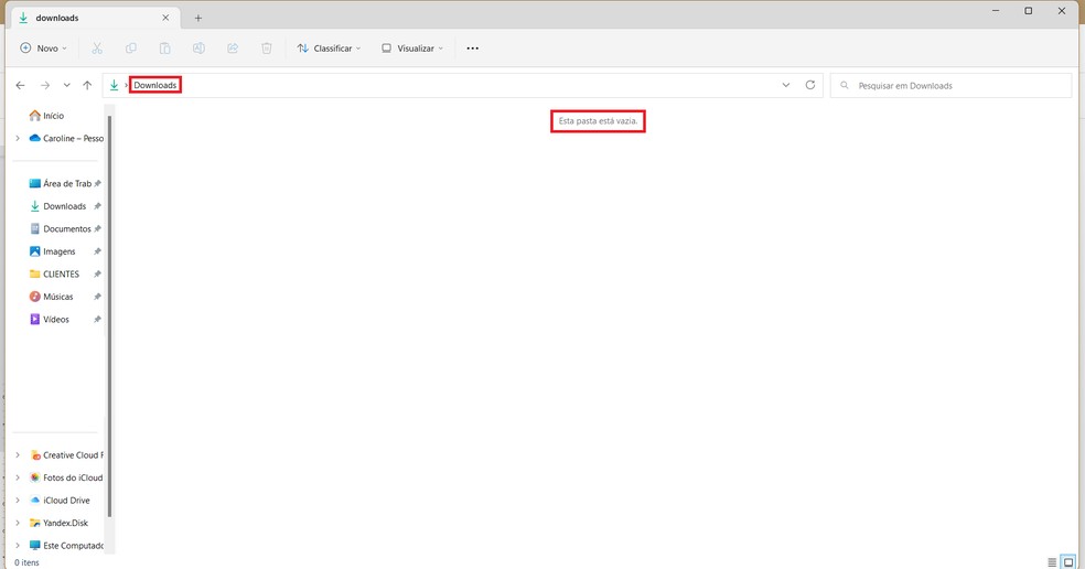 Exclua arquivos da pasta de downloads — Foto: Reprodução/Caroline Silvestre