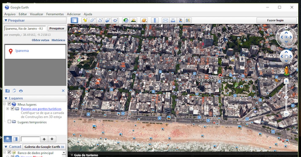 Imagem do Google Earth de 17/3/2016, que mostra o posicionamento