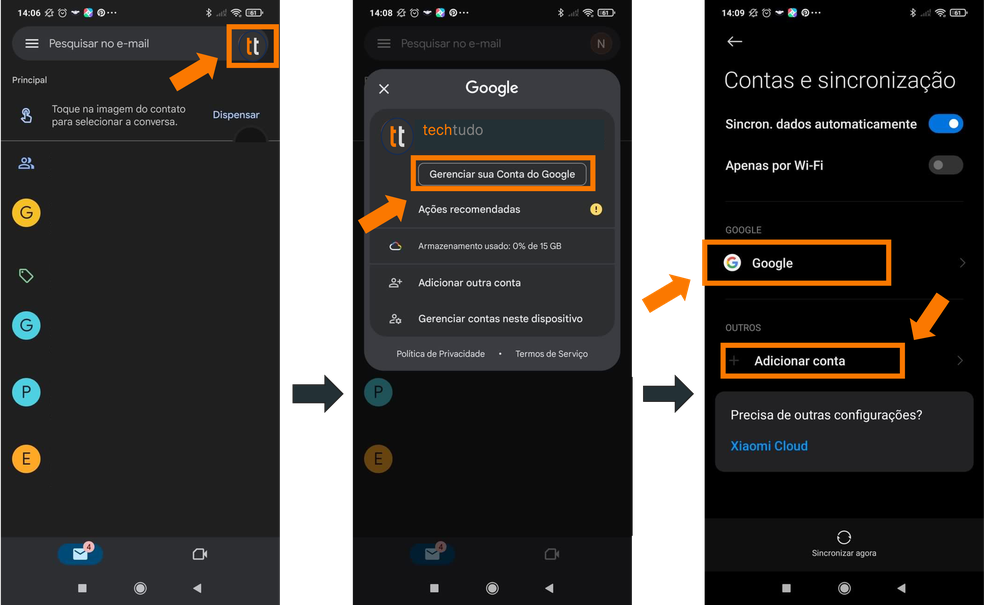 Como fazer o logout do Gmail no celular Android — Foto: Reprodução/Danilo Sousa