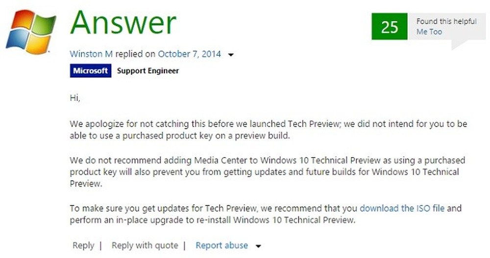 Media Center causa bug no Windows 10 Technical Preview e 'volta ao 8.1'