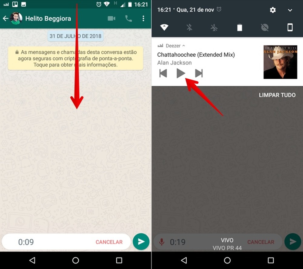 Como gravar áudio no WhatsApp escutando música