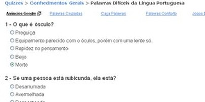 QUIZ: TESTE SEUS CONHECIMENTOS. LÍNGUA PORTUGUESA. 