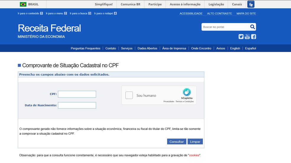 Verificação de situação cadastral do CPF é rápida e prática — Foto: Reprodução/Gisele Veríssimo