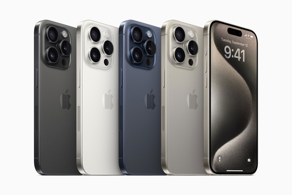 iPhone 15 Pro Max apresenta design sofisticado e quatro opções de cores — Foto: Divulgação/Apple