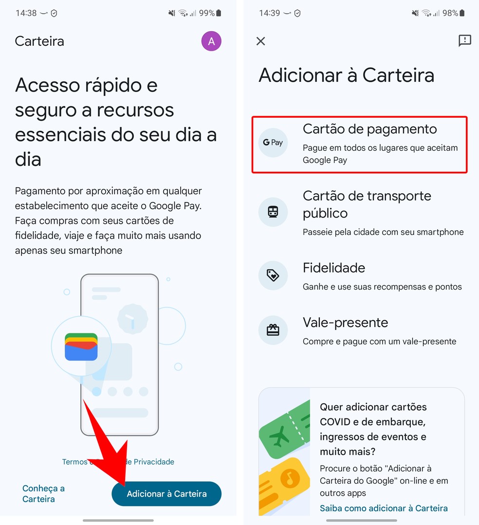 Saiba como adicionar cartão ao Android para fazer pagamentos no celular — Foto: Reprodução/Rodrigo Fernandes