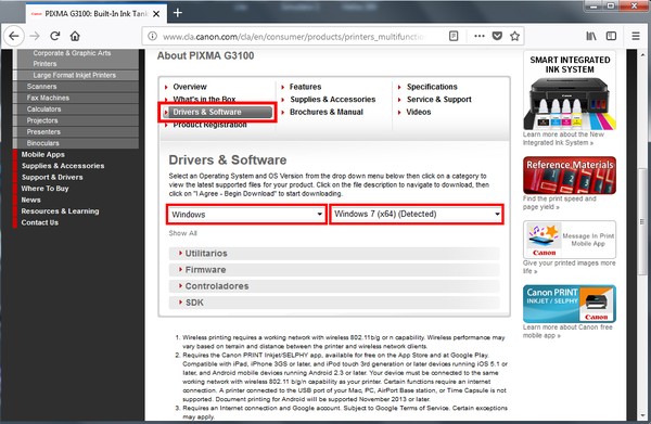 como instalar o driver da impressora canon g3111