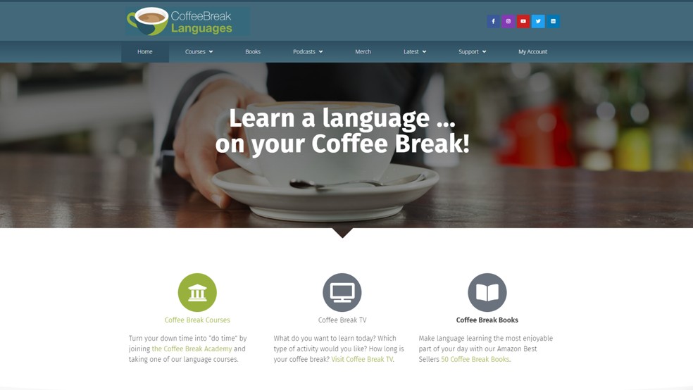 Plataforma Coffee Break Languages oferece lições curtas diárias — Foto: Reprodução/Coffee Break Languages