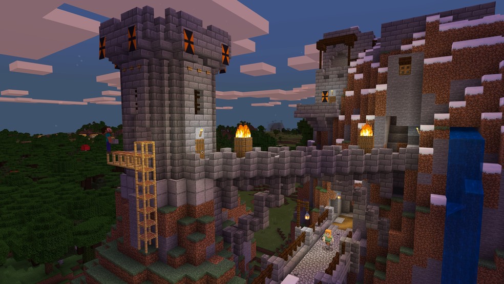 Em Minecraft é possível explorar o mundo e construir tudo o que desejar — Foto: Reprodução/Minecraft