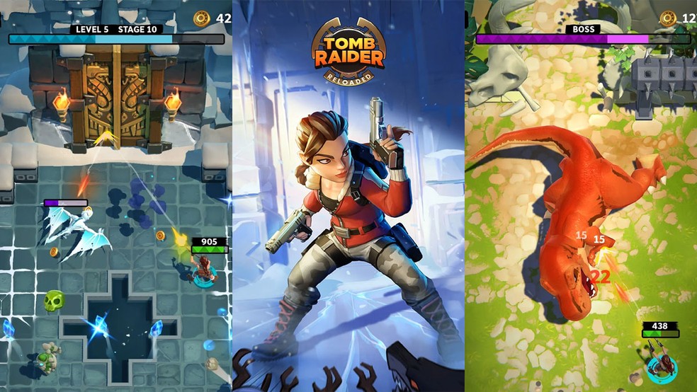 Tomb Raider Reloaded traz uma jogabilidade semelhante a games como Archero e Mighty Doom — Foto: Reprodução/Google Play Store