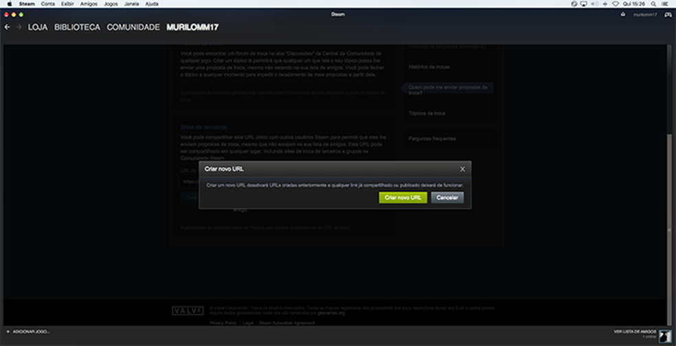 Como pegar um Steam Trade Link para troca de itens na plataforma