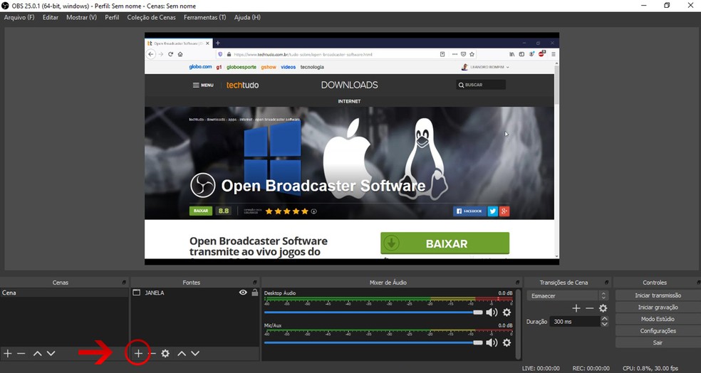 OBS Studio tutorial de como fazer download configurar e usar o
