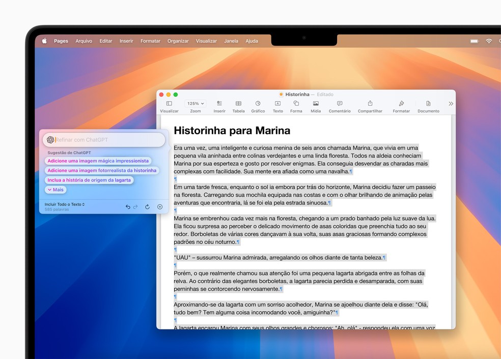 ChatGPT está integrado à Apple Intelligence — Foto: Divulgação/Apple