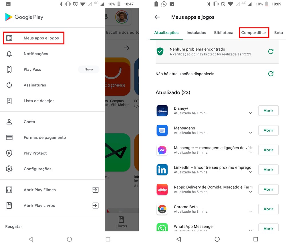 Como transferir aplicativo de um celular para outro no Android
