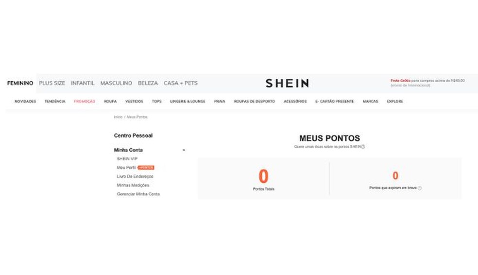 A Shein possibilita juntar pontos para ganhar desconto em compras; saiba mais — Foto: Reprodução/Kátia Moura