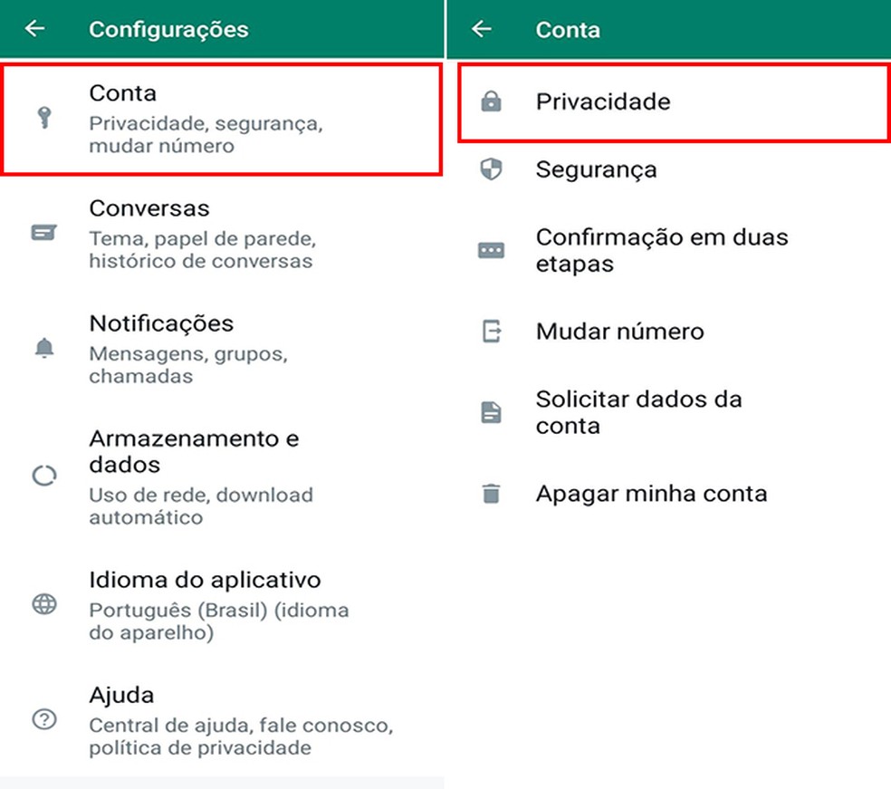 Novas opções de privacidade do WhatsApp podem ser configuradas no app  — Foto: Reprodução/Flávia Fernandes