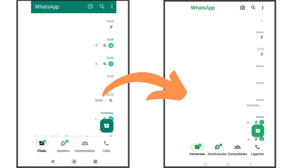 WhatsApp muda de cor e ganha  mais detalhes em branco  e preto no Android — Foto: Reprodução/TechTudo