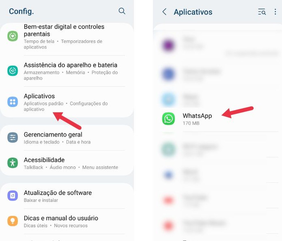 Siga o caminho para acessar o WhatsApp em “Aplicativos” no seu Android — Foto: Reprodução/Mayara Aguiar