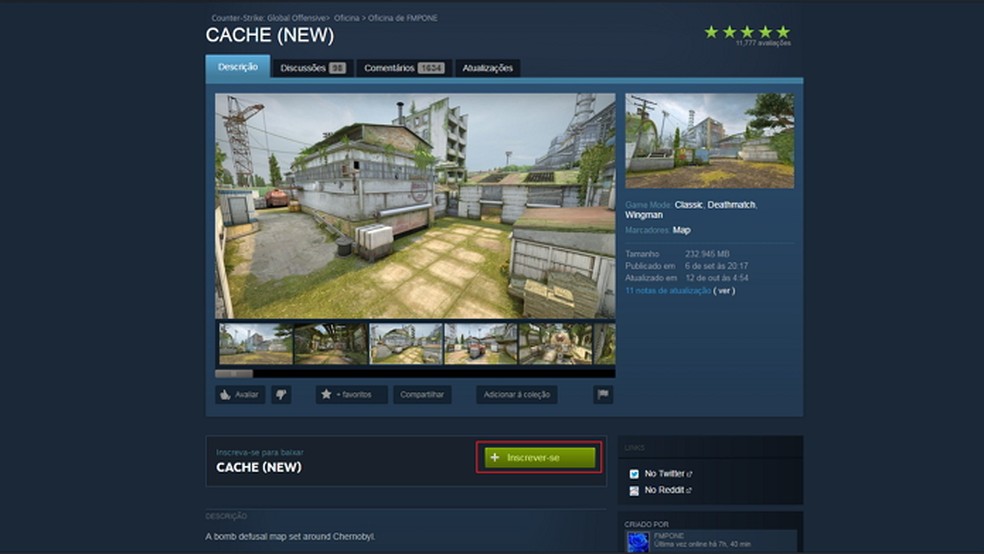 Nova Cache no CS:GO: como baixar mapa na Steam Workshop e jogar