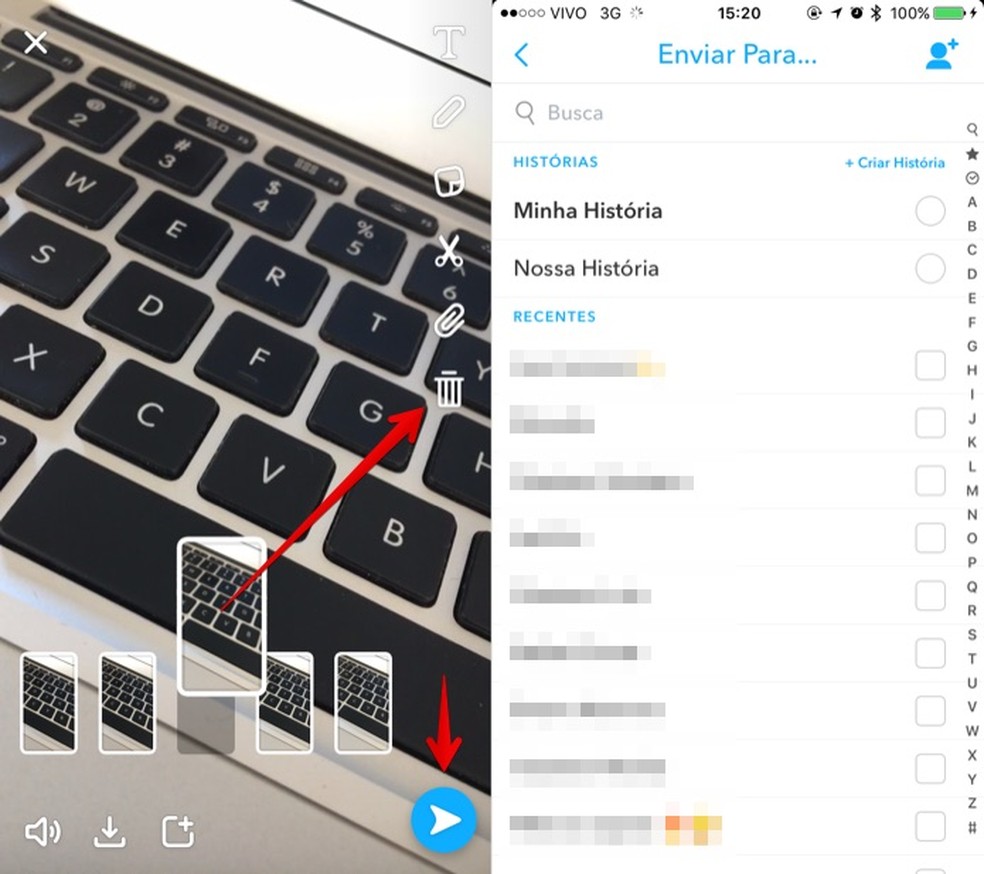 Como ativar a função multi-snap do Snapchat