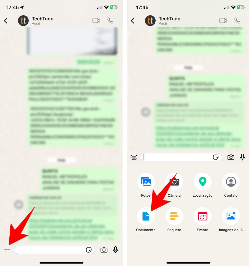WhatsApp permite escanear documentos e enviar nas conversas; saiba como — Foto: Reprodução/Rodrigo Fernandes