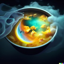 Uma tigela de sopa que também é um portal para outra dimensão; arte digital — Foto: Reprodução/Dall-E 2