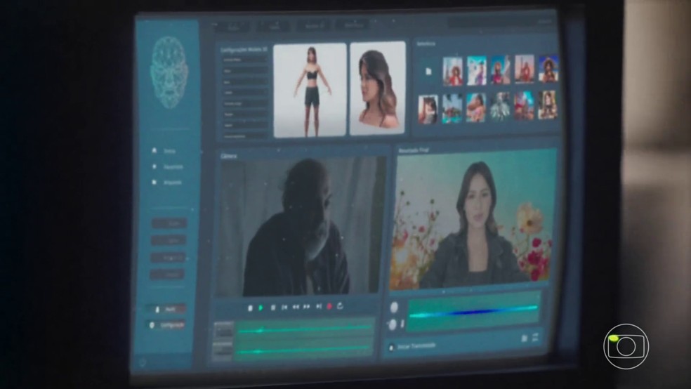 Durante a conversa no chat de vídeo, o pedófilo utiliza um programa que cria um deepfake em tempo real — Foto: Divulgação/Rede Globo