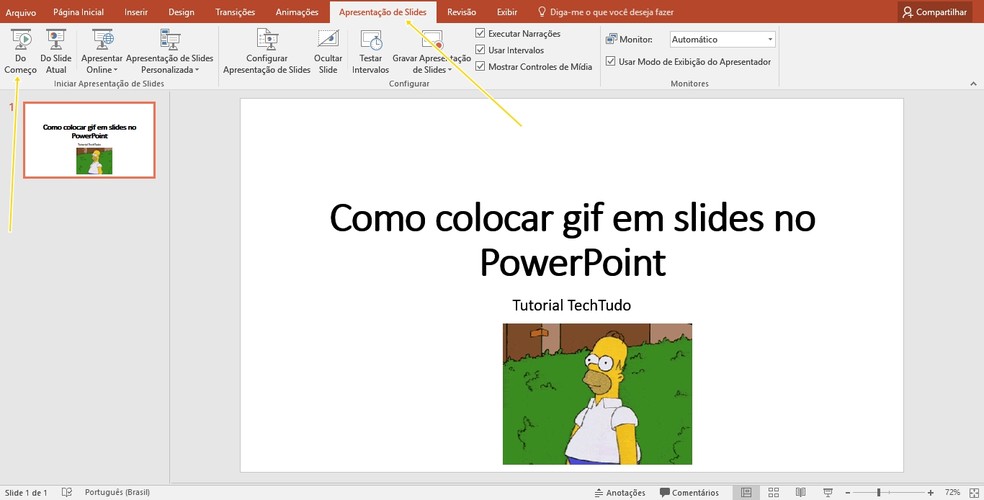 Adicionar um GIF animado a um slide - Suporte da Microsoft