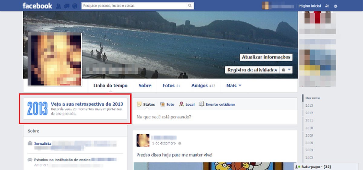 Como fazer sua retrospectiva 2013 com fotos e posts do Facebook; veja
