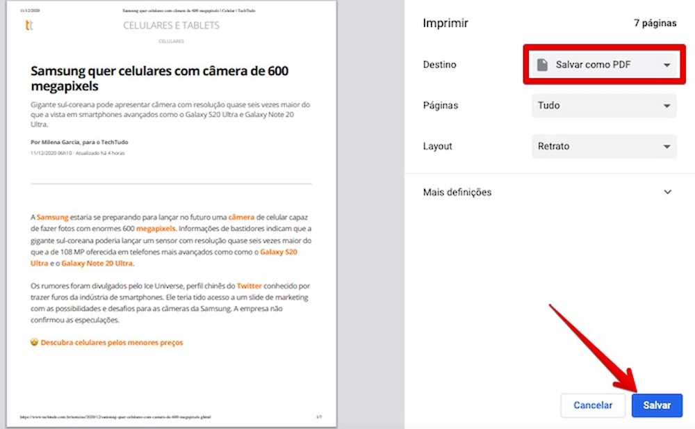 Como converter e salvar um site em PDF