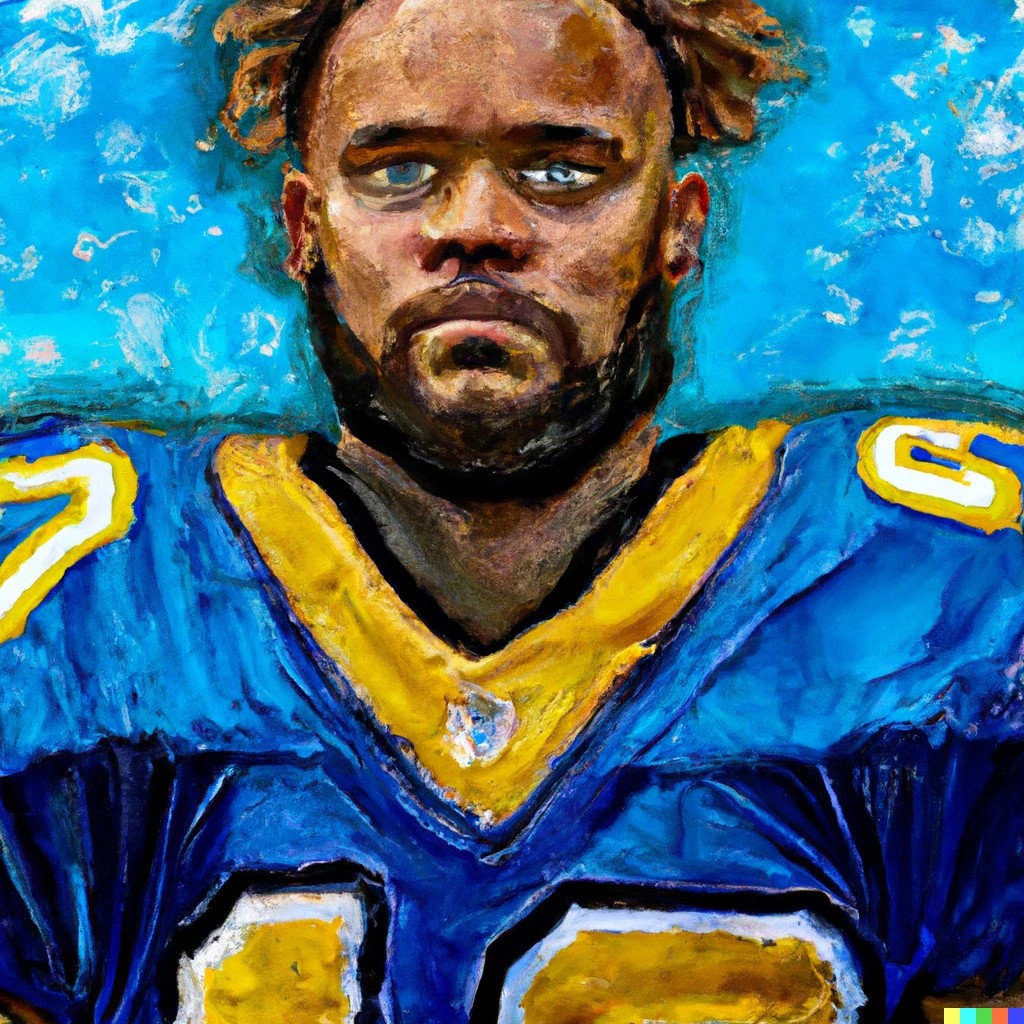 Uma pintura de estilo van Gogh de um jogador de futebol americano — Foto: Reprodução/Dall-E 2