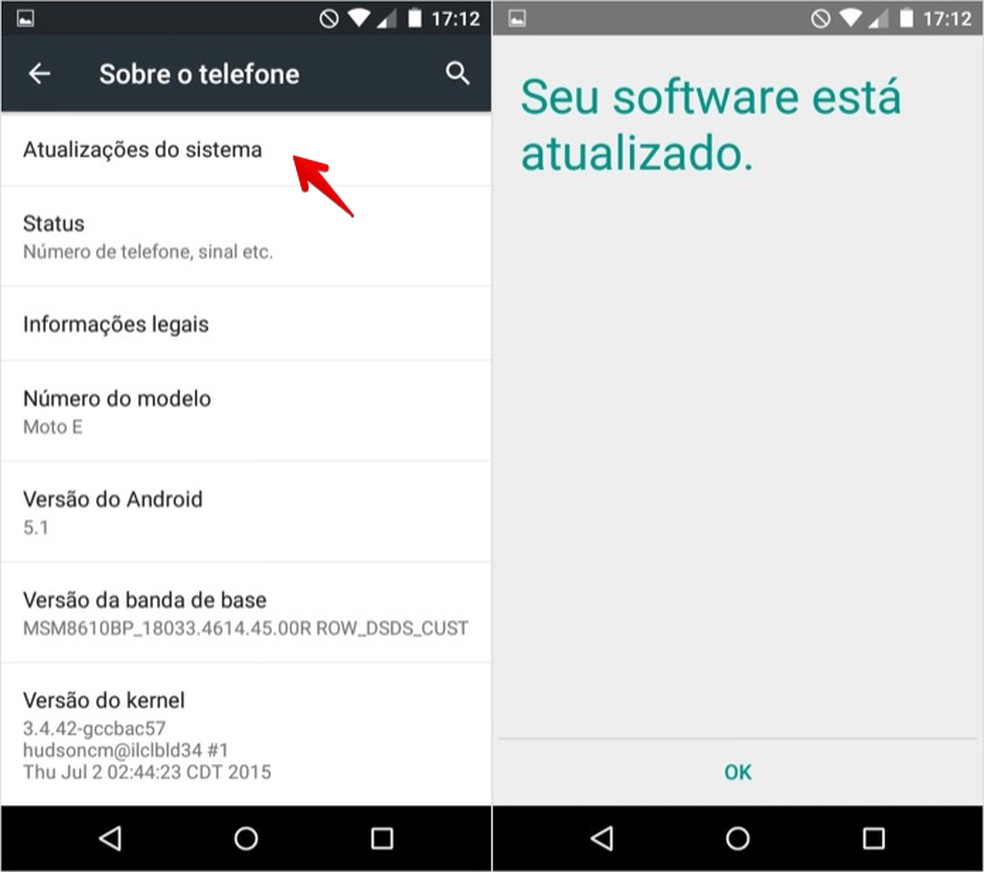 Exemplo de atualização em um celular Android — Foto:  Reprodução/Helito Bijora
