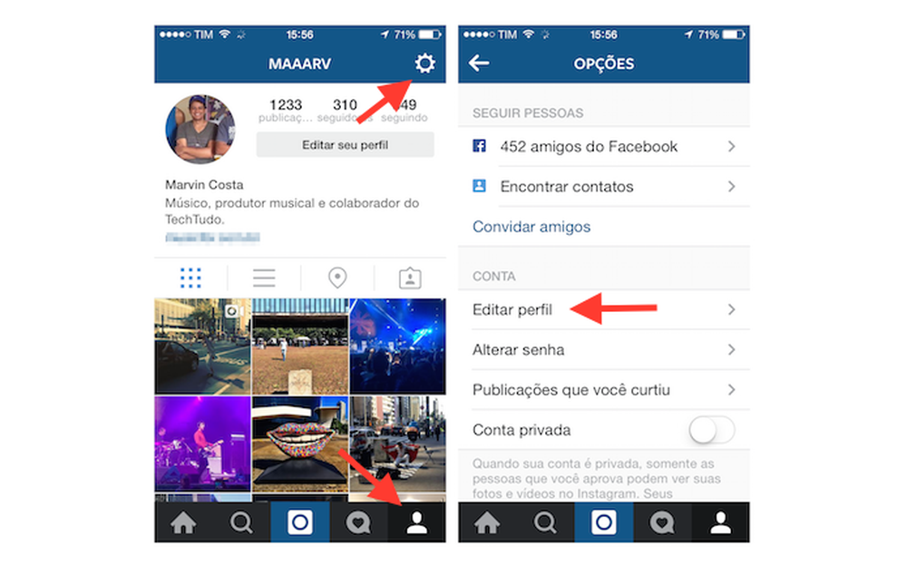 Como editar o seu perfil no Instagram