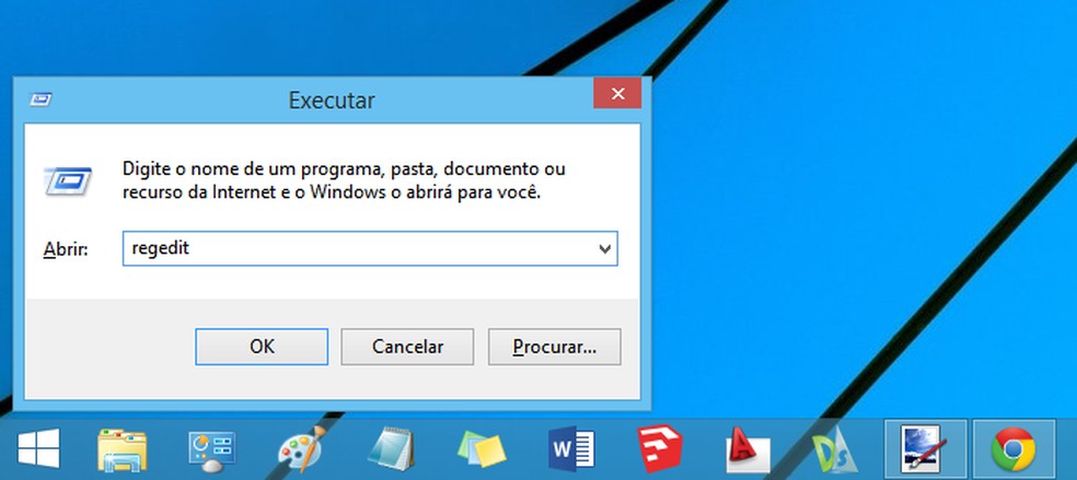 Executando o Registro do Windows (Foto: Reprodução/Helito Bijora) — Foto: TechTudo