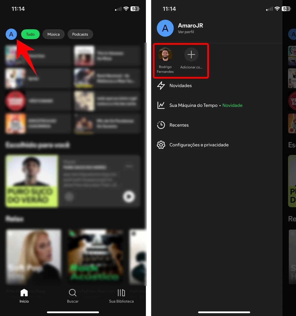 Veja como alternar contas do Spotify e usar vários perfis no celular — Foto: Reprodução/Rodrigo Fernandes