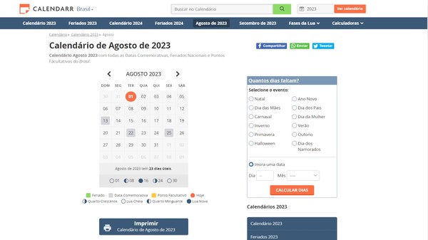 Hoje é Dia: veja datas, fatos e feriados de agosto de 2023 - Alcir 61