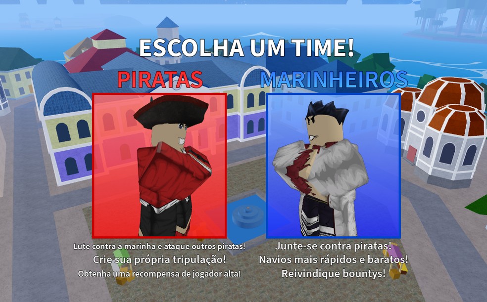 Escolha seu lado em Blox Fruits — Foto: Reprodução/Felipe Vinha