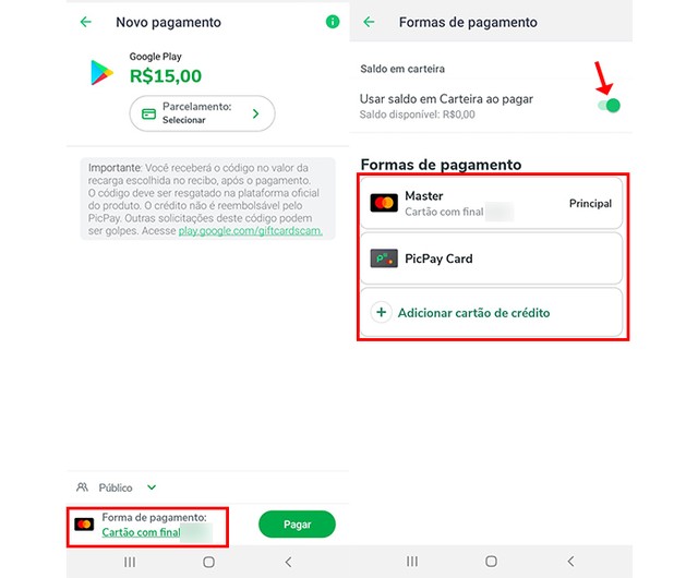 Como comprar gift card da Google Play pelo PicPay