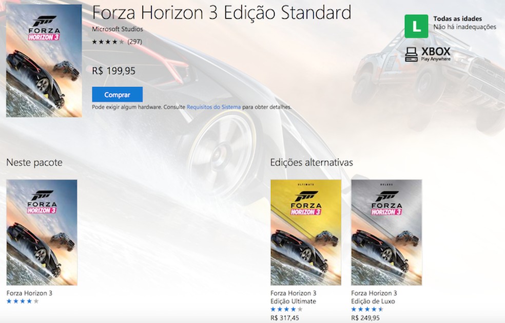 Confira os requisitos recomendados de Forza Horizon 3 para PC