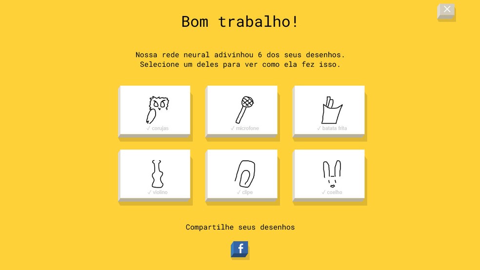 Quick, Draw! ou Rápido, Desenhe! é um jogo do Google que treina sua rede neural para reconhecer desenhos — Foto: Reprodução/Rafael Monteiro