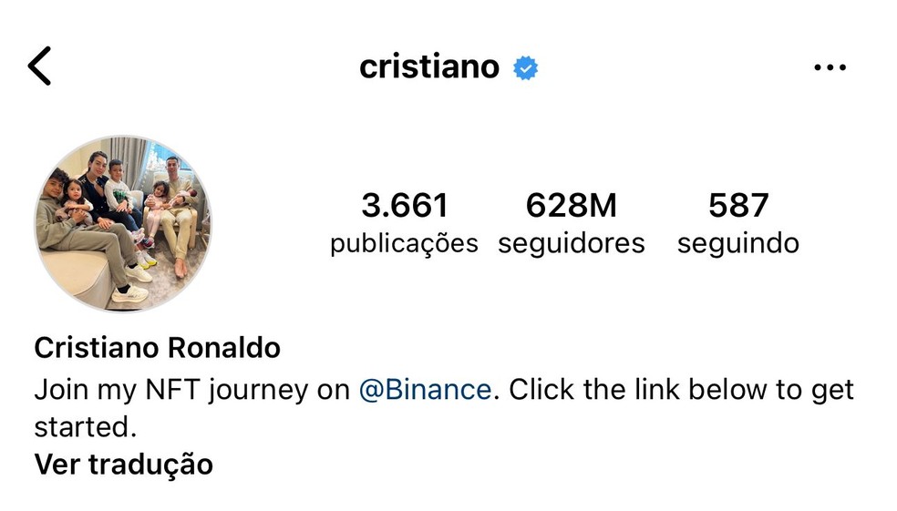 Cristiano Ronaldo é a pessoa com mais seguidores no Instagram — Foto: Reprodução/Instagram