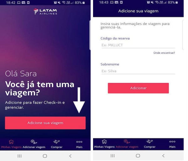 Como fazer check-in em voo da LATAM pelo celular