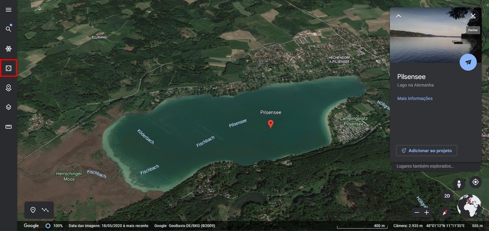 Estou com sorte: Google Earth mostra lugares aleatórios no mapa — Foto: Reprodução/Rodrigo Fernandes