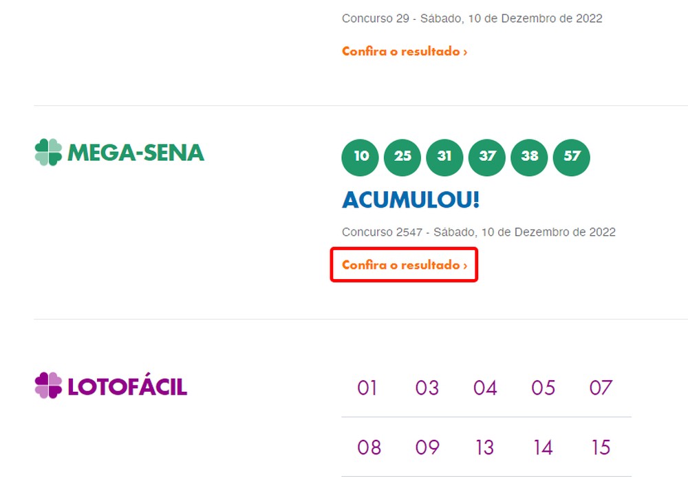 Como ver os 10 últimos resultados da Mega da Virada