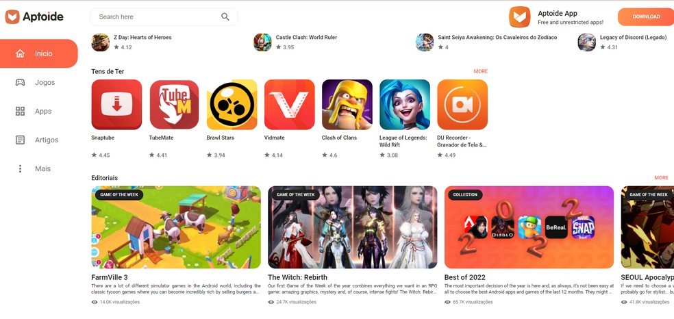  Reprodução/Aptoide